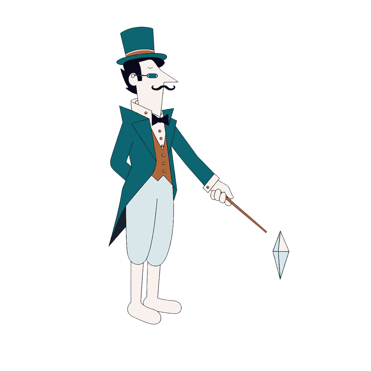 Alfred holding a prism that separates evidence paths